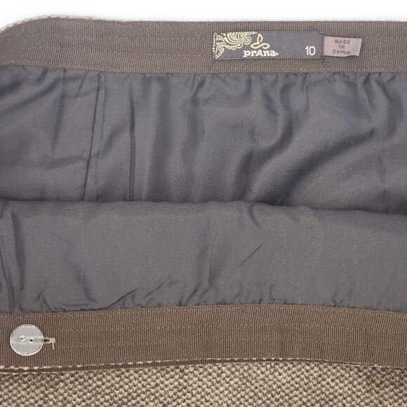 Prana Nicky Wool Blend Side Button True Wrap Skirt Size 10 Espresso Brown Tweed - Picture 5 of 8